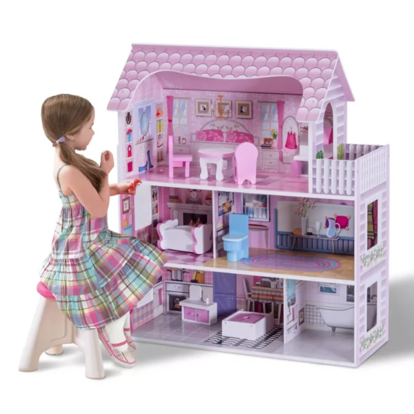 Casa de muñecas de 28'' con accesorios marca Costway