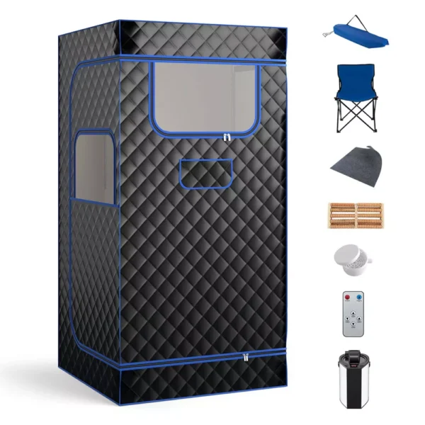 Sauna portátil con generador de vapor de 3 litros, color negro - Costway