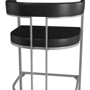 Alternative view of Taburete media luna de metal con respaldo tapizado, color plateado y negro de 26" -Hillsdale