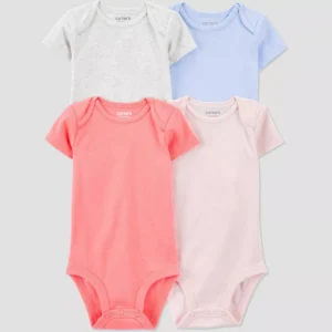 Paquete de 4 bodys para bebé talla 6 meses marca Carter's Just One