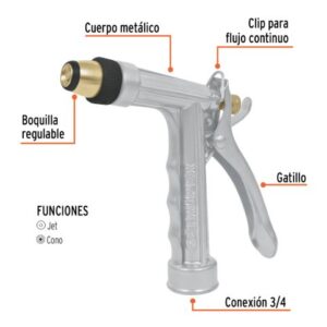 Alternative view of Pistola para riego metálica con 2 funciones - Marca Truper