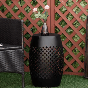 Alternative view of Mesa auxiliar redonda de acero color negro - Outsunny