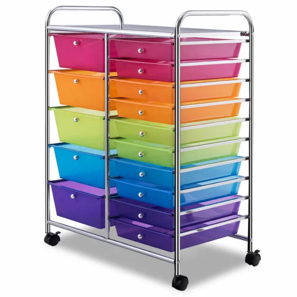 Carrito organizador de colores con 15 cajones
