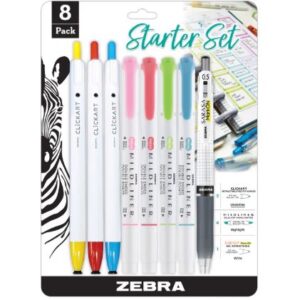 Paquete de 8 piezas de marcadores, plumas y resaltadores - Marca Zebra