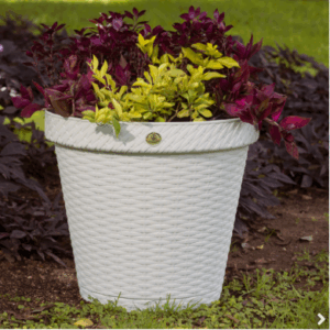 Alternative view of Maceta de plástico estilo ratán de 12cm color blanco cantera