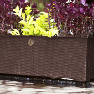 Alternative view of Maceta de plástico estilo Ratán de 60 cm color chocolate