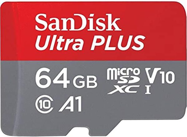 Tarjeta Sandisk Ultra Plus MicroSDXC de 64 GB con adaptador