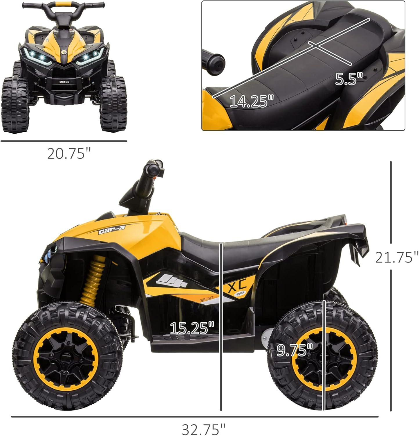 Cuatrimoto eléctrica de 12 V para niños marca Aosom ATV - Imagen 5