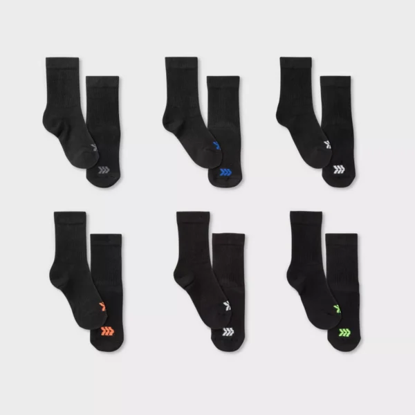 Paquete de 6 pares de calcetines deportivos para niños Unisex talla 9 - 2.5 - All in Motion