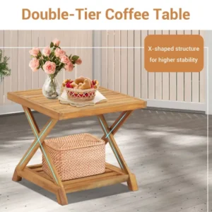 Alternative view of Juego de 2 sillas con mesita para exterior marca Costway