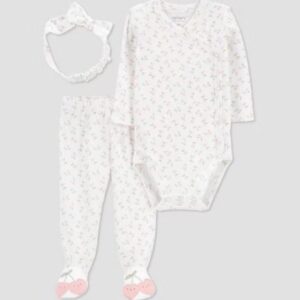 Conjunto de 3 piezas para bebé: body, pantalón y diadema para bebé de 3 meses - Marca Carter´s Just One You