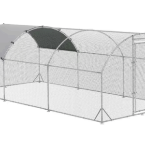 Gallinero /Corral grande de metal plateado para exteriores - PawHut