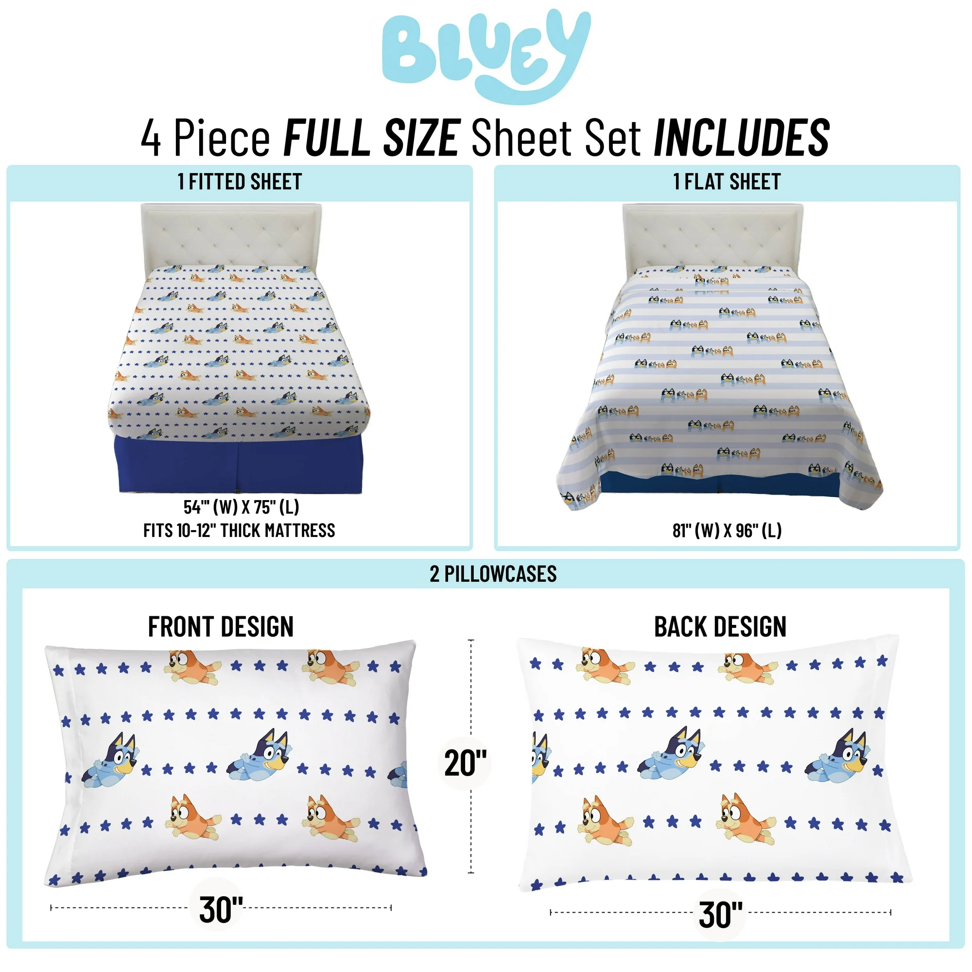 Juego de sabanas 4 piezas tamaño matrimonial - BLUEY - Imagen 3
