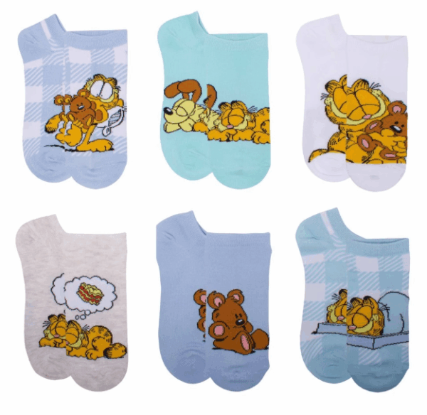 Paquete de 6 pares de calcetines para niños talla 5.5-8.5 de Garfield