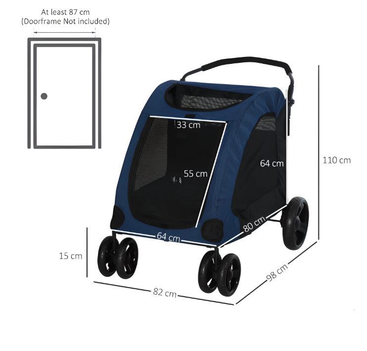 Carriola minimalista para mascotas M/L marca PawHut - Imagen 2
