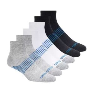 Paquete de 6 pares de calcetines unisex, color blanco, negro y gris- Marca Copper Fit