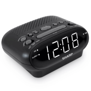 Reloj despertador digital con radio, color negro - Marca Sharp