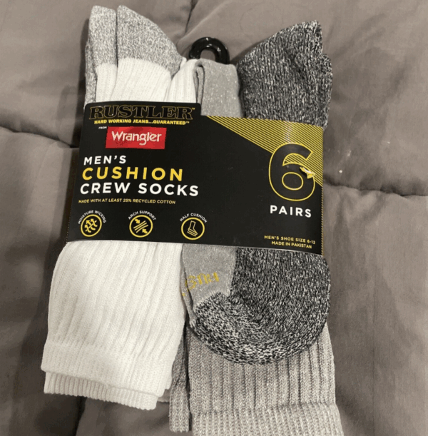 Paquete de 6 pares de calcetines para hombre talla 6-12 - Wrangler