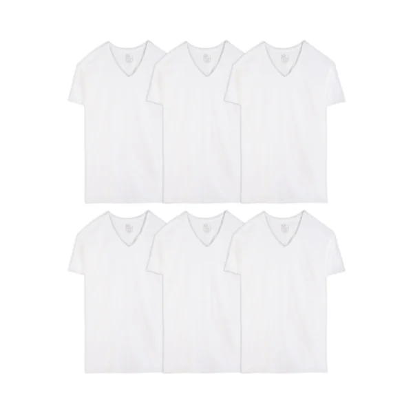 Paquete de 6 camisas para caballero con cuello V talla S marca Fruit of the Loom
