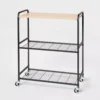 Carrito de almacenamiento con ruedas de metal y madera natural - Brightroom