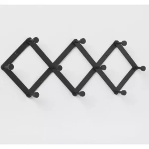 Perchero de pared tipo acordeón de 10 ganchos negro mate marca Brightroom