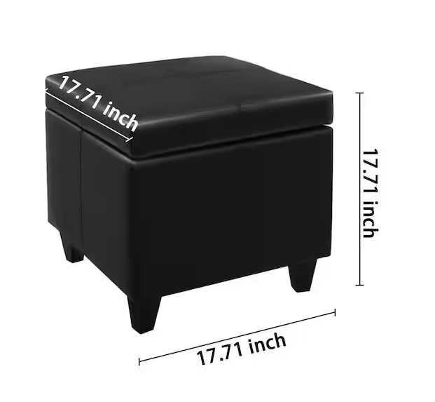 Taburete con almacenamiento de 18 pulgadas piel sintética - Imagen 2