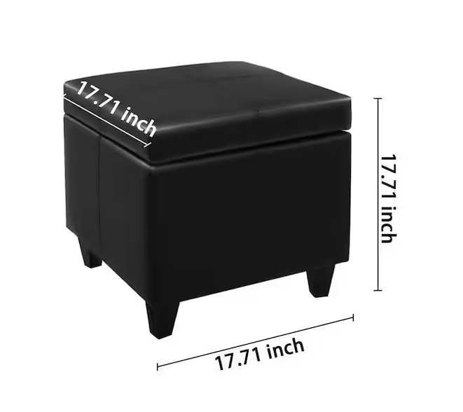 Taburete con almacenamiento de 18 pulgadas piel sintética - Imagen 3