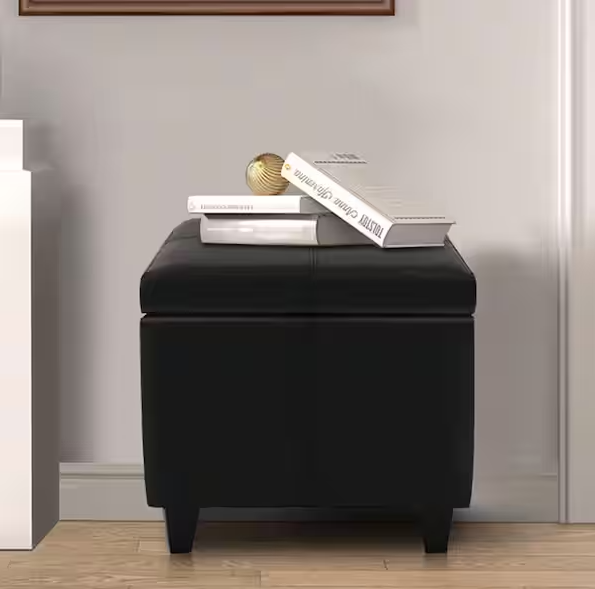 Taburete con almacenamiento de 18 pulgadas piel sintética - Imagen 4