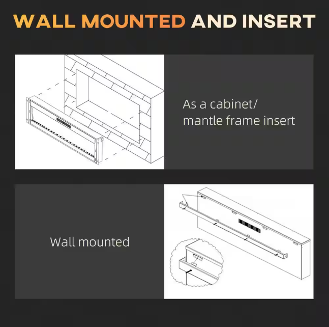 Chimenea eléctrica de 50 pulgadas para pared - HOMCOM - Imagen 2