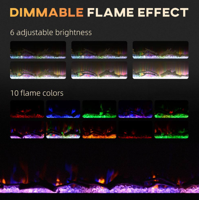 Chimenea eléctrica de 50 pulgadas para pared - HOMCOM - Imagen 3