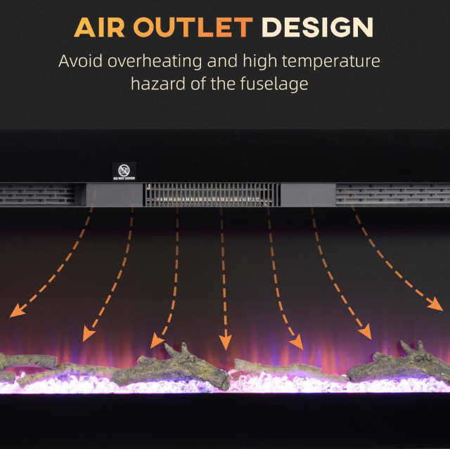 Chimenea eléctrica de 50 pulgadas para pared - HOMCOM - Imagen 5