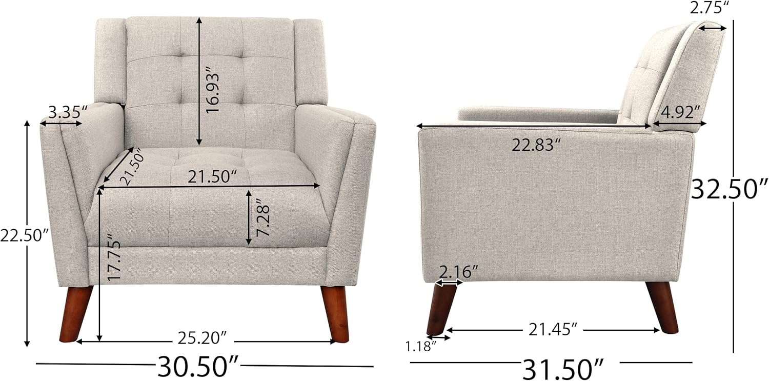 Sillón color Beige estilo moderno de 33 pulgadas - Imagen 2