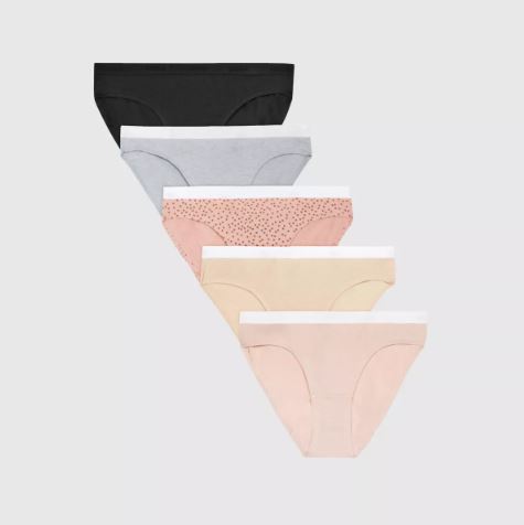 Paquete de 5 calzones para niña, talla 8 - Marca Hanes