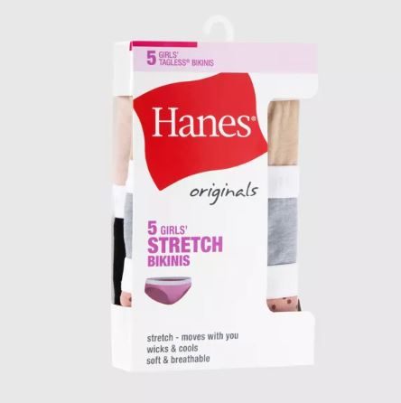 Paquete de 5 calzones para niña, talla 8 - Marca Hanes - Imagen 2