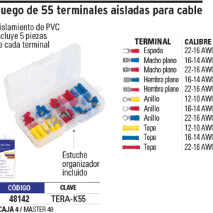 Alternative view of Juego de 55 terminales aisladas para cable - Volteck