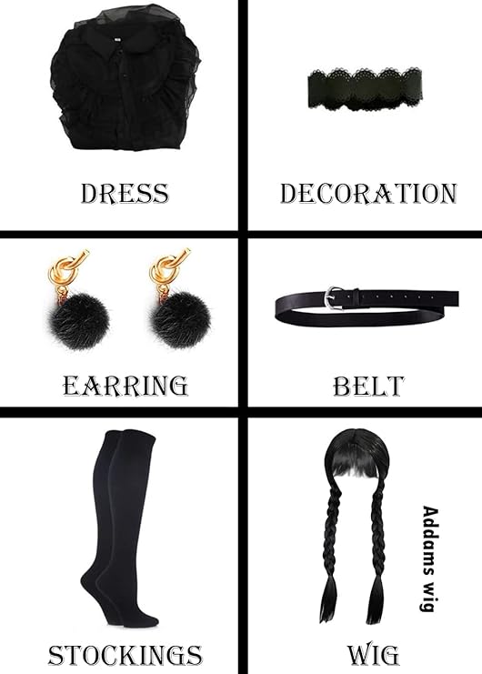 Disfraz de 6pzas de merlina talla 10-12 para niña -EOILFM - Imagen 2