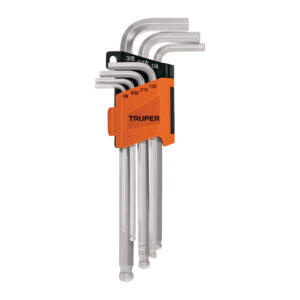 Juego de 7 llaves Allen largas STD punta bola con organizador - Truper