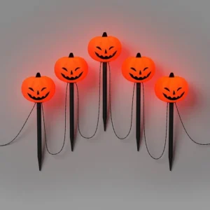 Juego de 5 luces LED naranjas estilo calabazas para Halloween - Hyde & EEK! Boutique