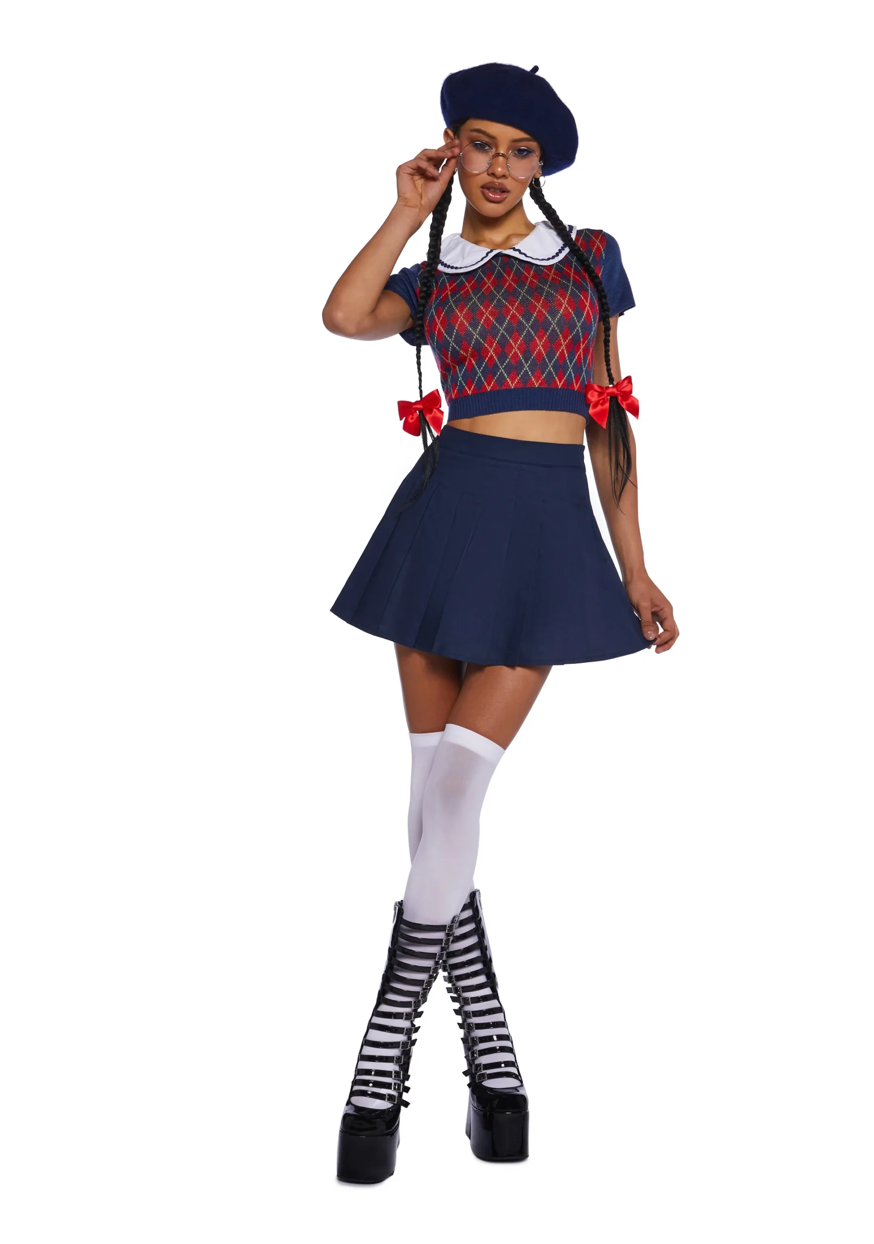 Disfraz de Colegiala color azul para mujer talla XS - Imagen 2