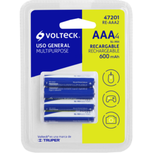 Paquete de 4 pilas recargables AAA marca Volteck