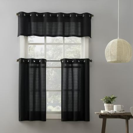 Juego de cortinas semitransparentes color negro de 54 x 36" - Marca Mainstays