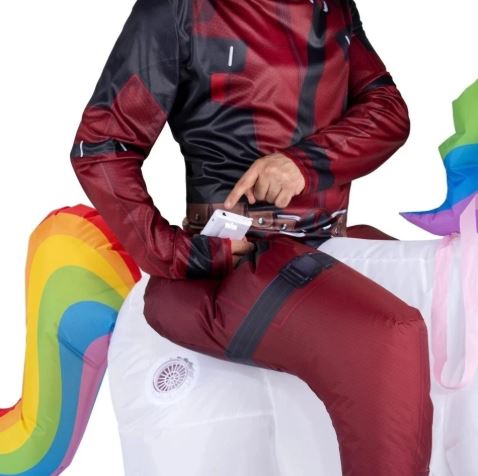 Deadpool Inflatable Disfraz inflable de Deadpool: Montando un Unicornio, para adulto ...