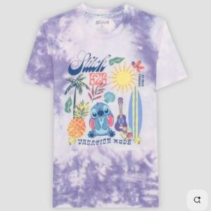 Camiseta de manga corta para hombre, estilo Tie-Dye de Lilo & Stitch, talla XS
