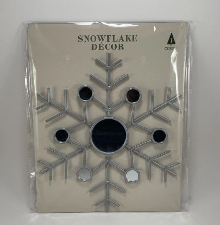 Decoración de copo de nieve de 9x10 in para pared, color plata