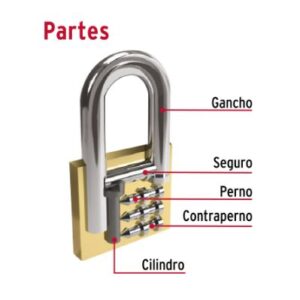 Alternative view of Candado de hierro, color latón de 20 mm - Marca Hermex