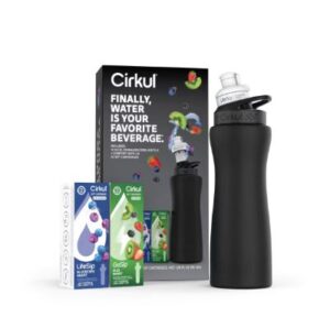 Botella negra mate de 945 ml con 2 cartuchos de sabor para el agua - Marca Cirkul