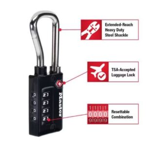 Alternative view of Candado para equipaje con combinación númerica, color negro - Marca Master Lock