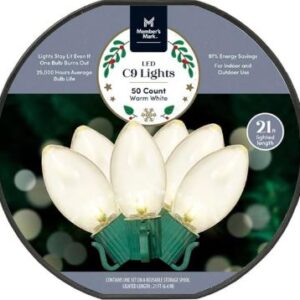 Luces navideñas de 50 focos LED C9, color blanco cálido - Marca Member´s Mark