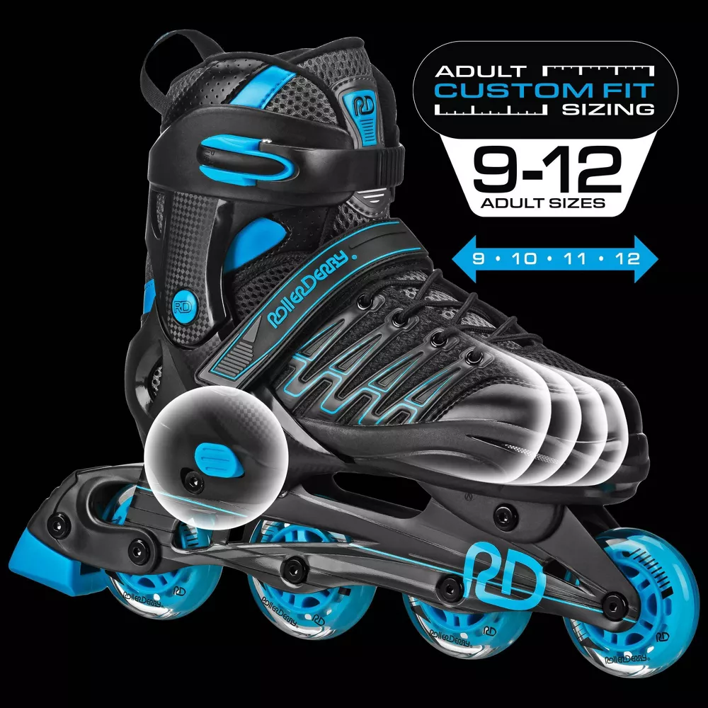 Patines ajustables color azul medida 9-12 para adulto -Roller Derby - Imagen 2
