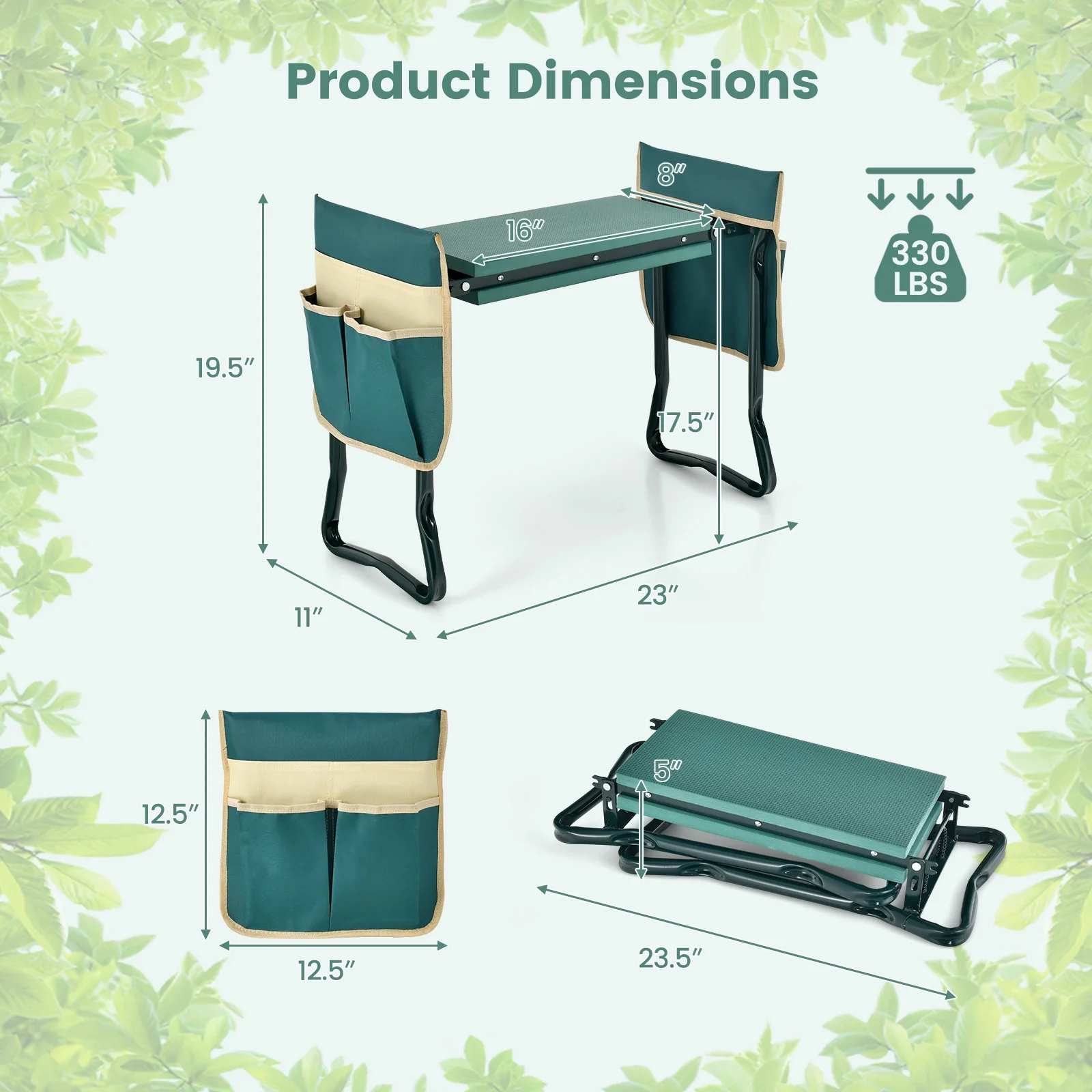 Taburete de jardinería plegable -Costway - Imagen 6